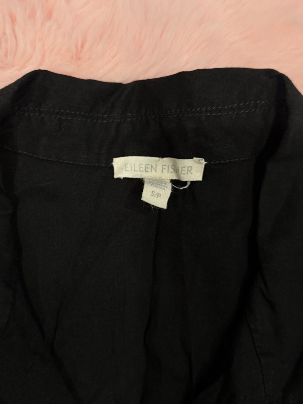 Eileen Fisher Long Sleeve Black Button-Up Shirt Dress - Picture 7 of 7